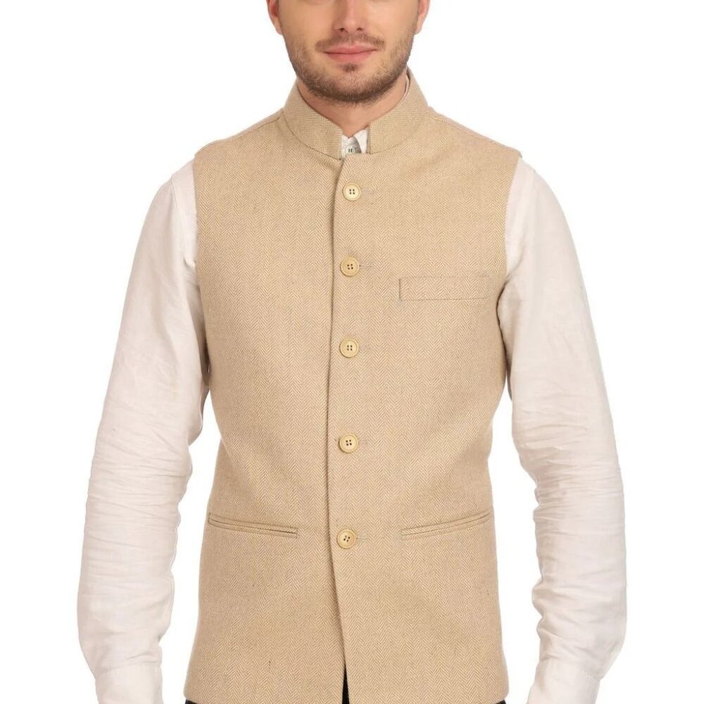 Tweed Beige Modi Nehru Jacket